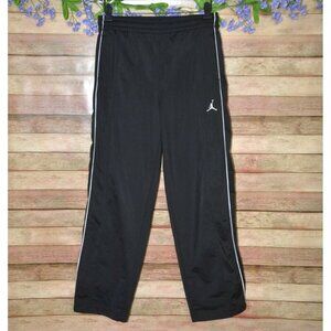 NIKE AIR JORDAN Sweatpants Black Youth Boys L 16-18 Straight Leg White Stripe